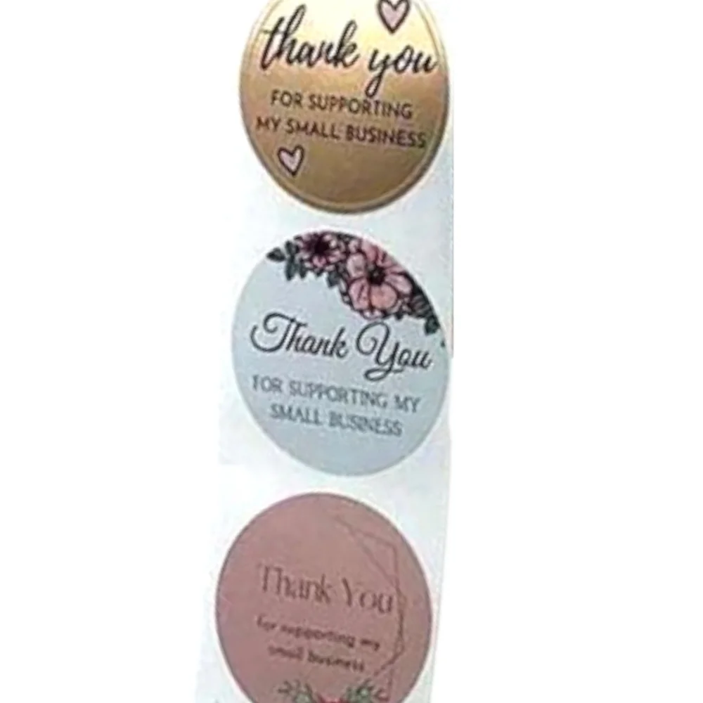 500 Stickers Multicolor Floral Thank You for Supporting my Small Business 1